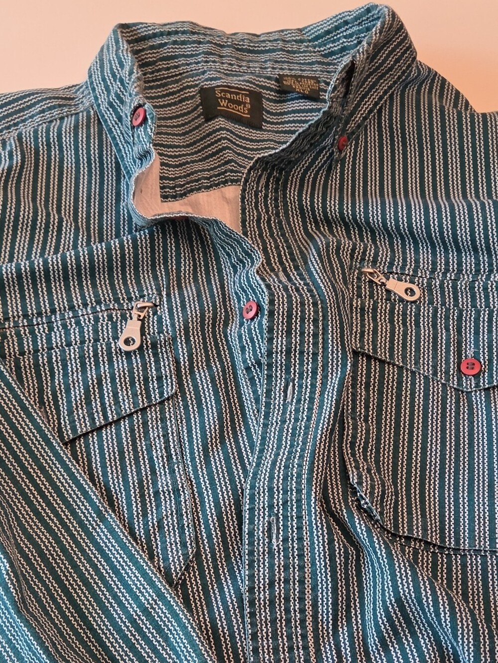 Men’s SCANDIA Woods Teal Striped Button-Up Shirt